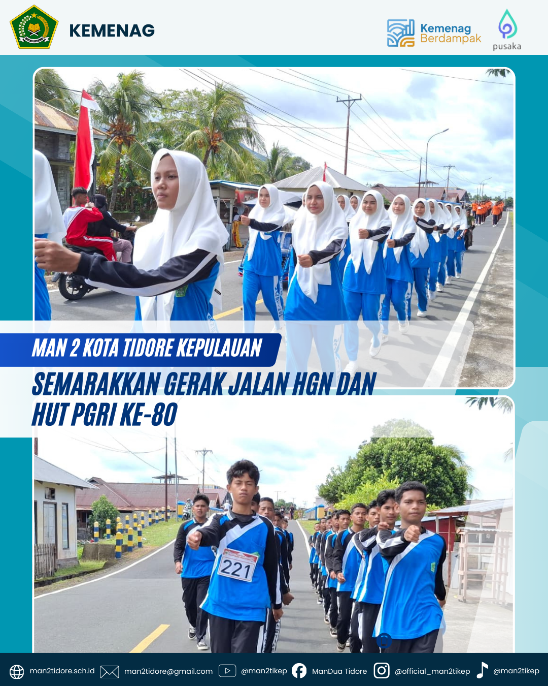MAN 2 Tikep Semarakkan Gerak Jalan HGN dan HUT PGRI Ke-80