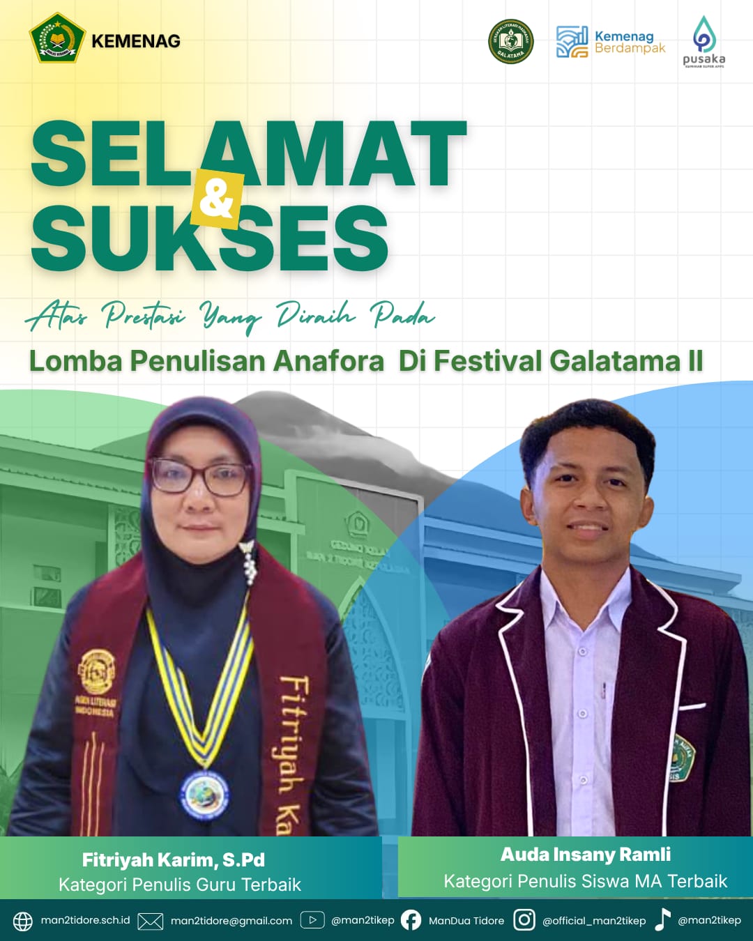 Guru dan Siswa MAN 2 Tikep Raih Predikat Penulis Terbaik  pada Festival GALATAMA II Tahun 2026