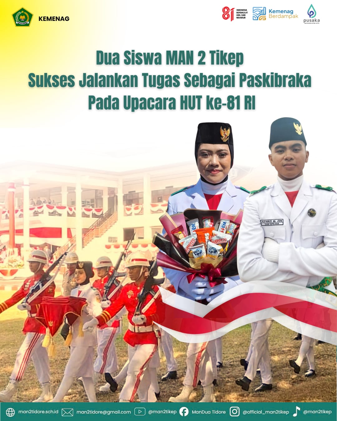 Dua Siswa MAN 2 Tikep Sukses Jalankan Tugas Paskibra pada HUT ke-81 RI